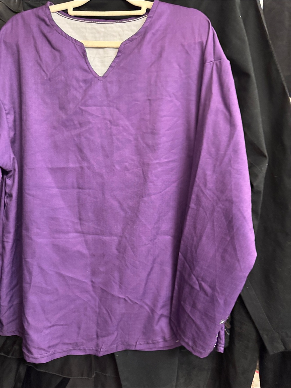 Men's Purple Long-Sleeve Notch-Neck Dress Shirt